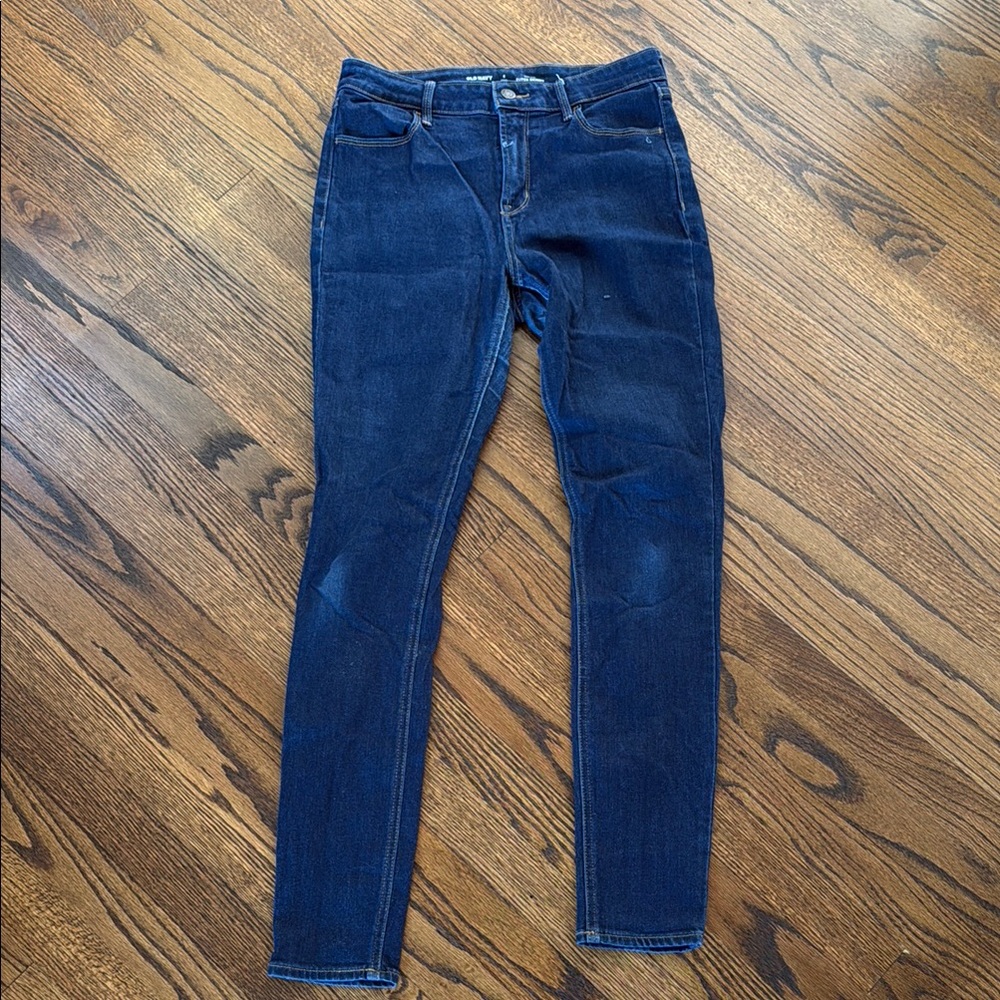 B4 Old Navy Women's 6 Long High Rise Deep Indigo Skinny Jeans